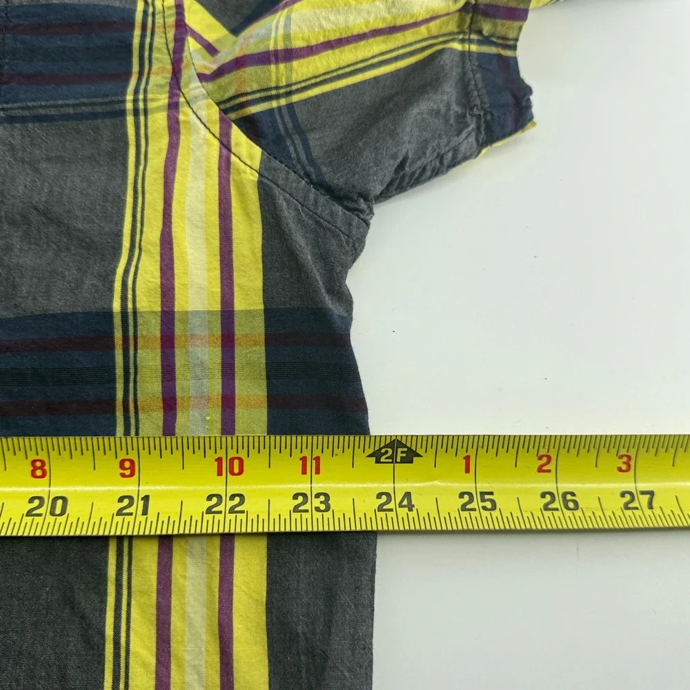 prAna Mens XL Plaid Organic Cotton Short Sleeve Button Down Shirt M11170312 Gray - Picture 8 of 9
